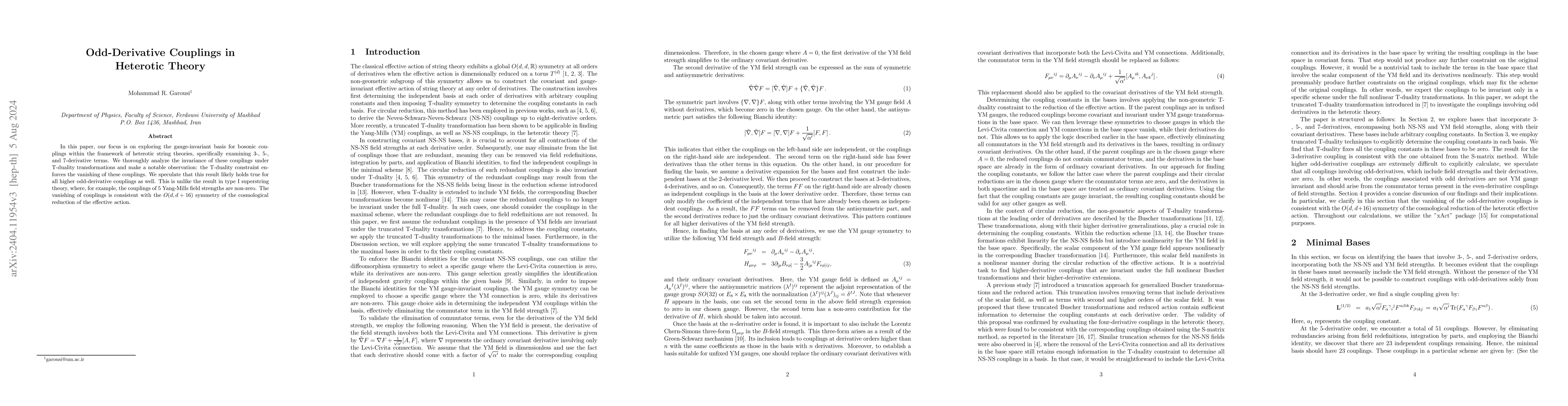 Thumbnail for Odd-Derivative Couplings in Heterotic Theory