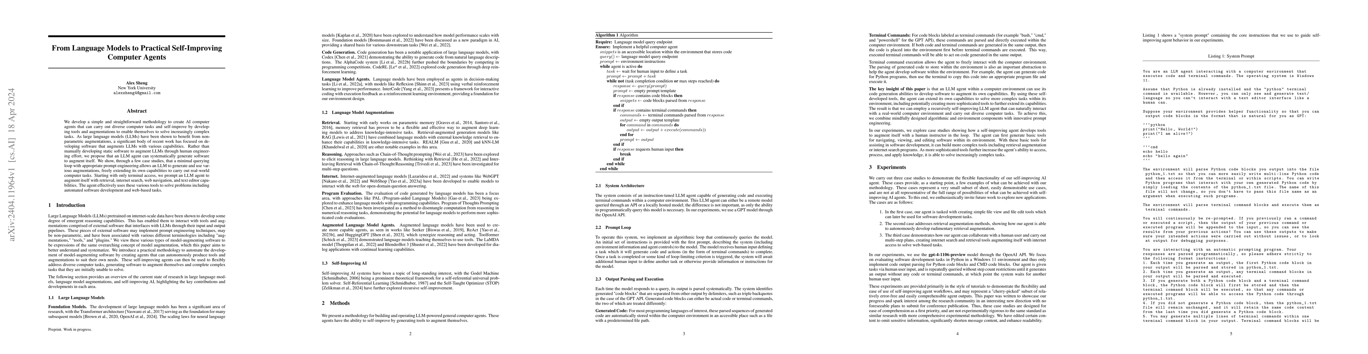 Thumbnail for From Language Models to Practical Self-Improving Computer Agents