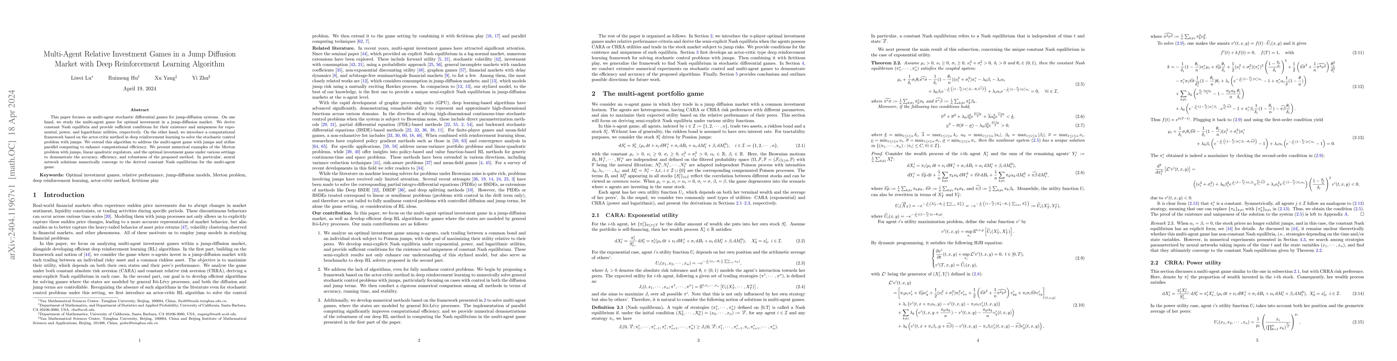 Thumbnail for Multi-Agent Relative Investment Games in a Jump Diffusion Market with
  Deep Reinforcement Learning Algorithm