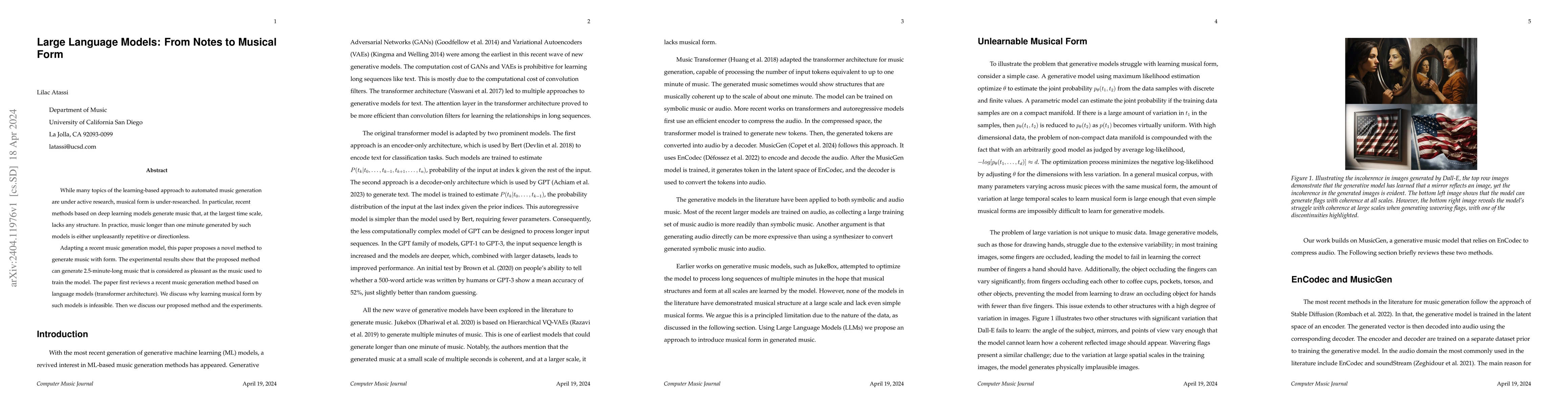 Thumbnail for Large Language Models: From Notes to Musical Form