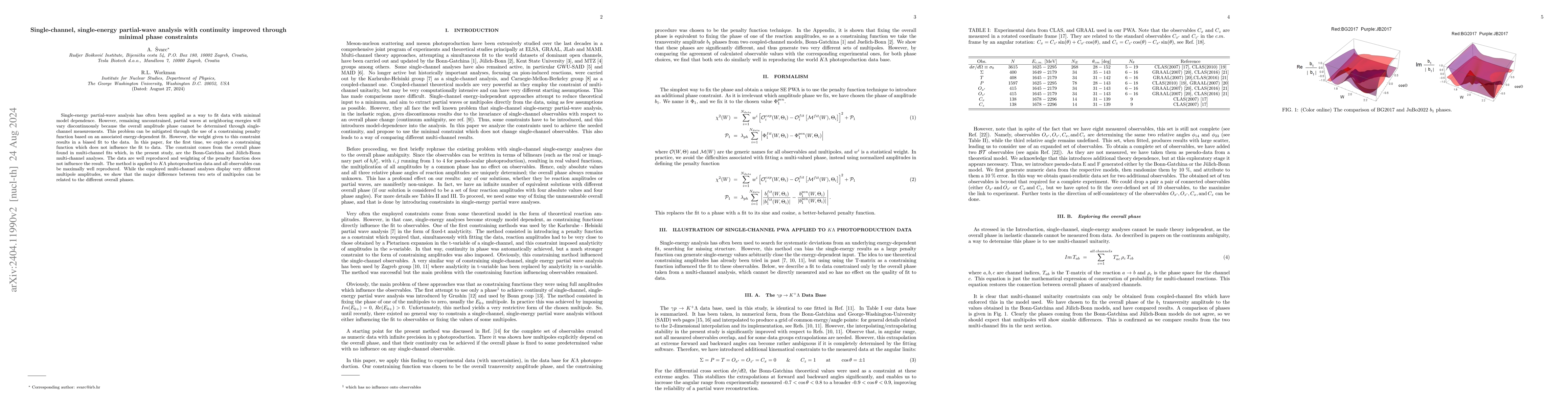 Thumbnail for Single-channel, single-energy partial-wave analysis with continuity
  improved through minimal phase constraints