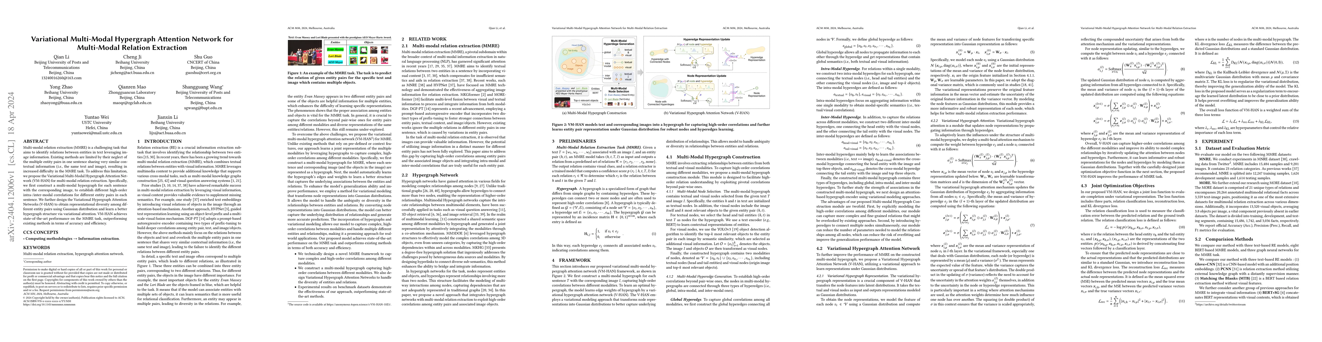 Thumbnail for Variational Multi-Modal Hypergraph Attention Network for Multi-Modal
  Relation Extraction