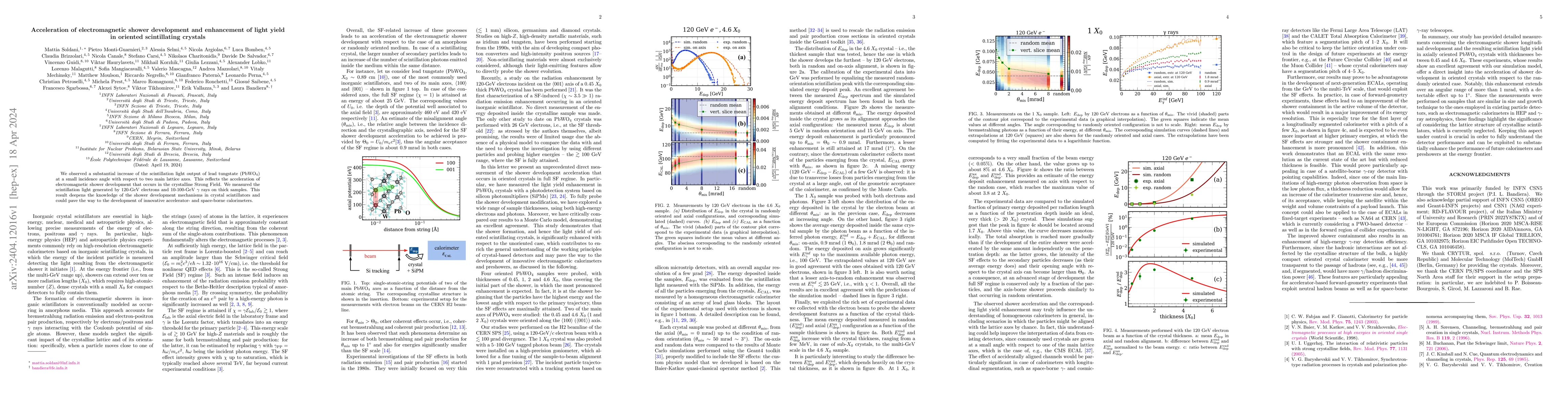 Thumbnail for Acceleration of electromagnetic shower development and enhancement of
  light yield in oriented scintillating crystals