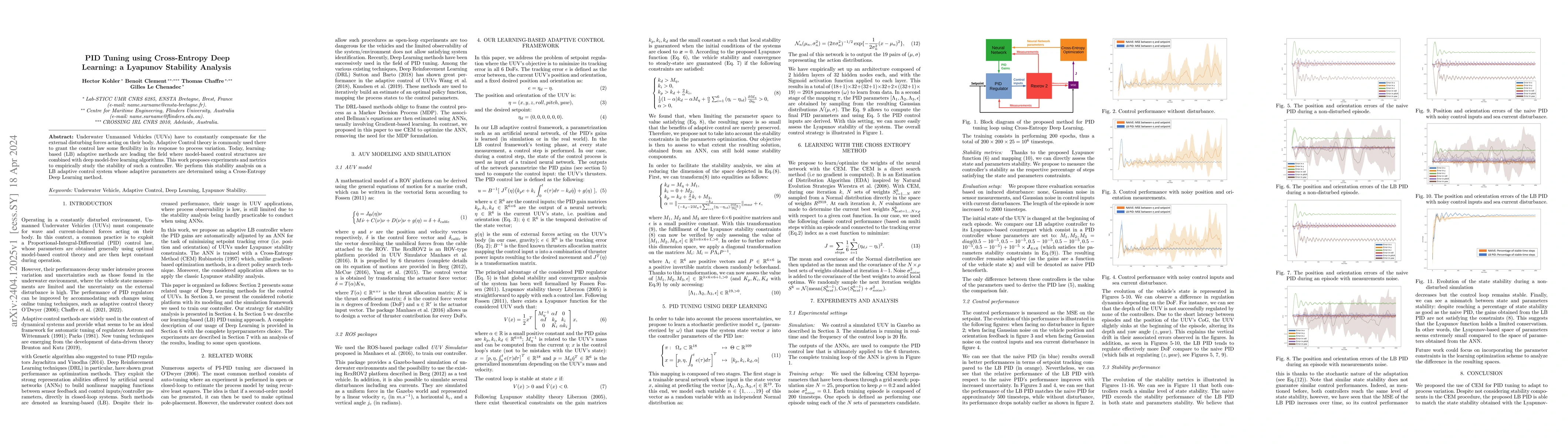 Thumbnail for PID Tuning using Cross-Entropy Deep Learning: a Lyapunov Stability
  Analysis