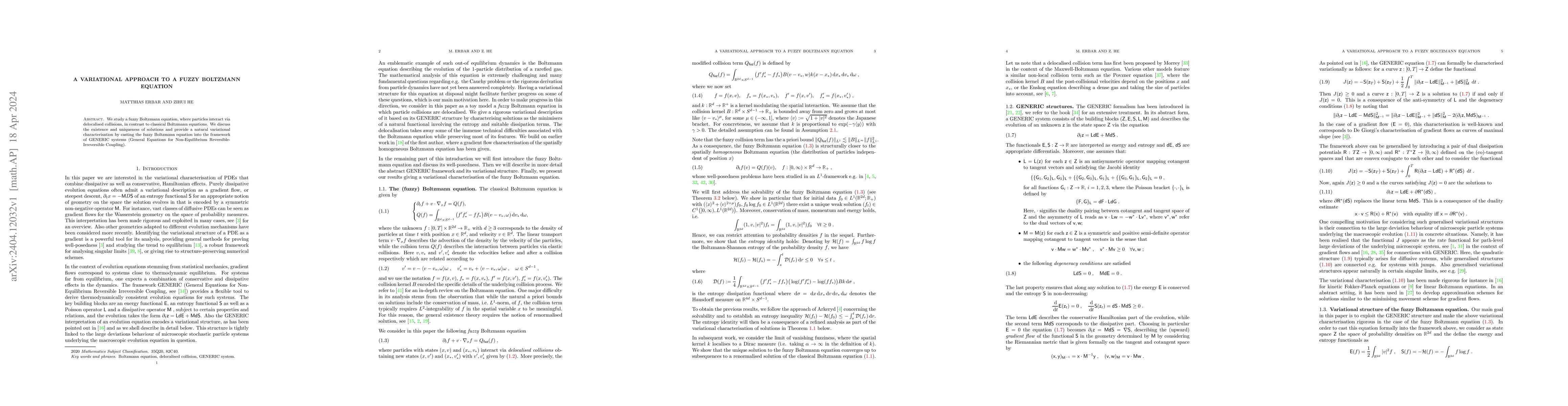 Thumbnail for A variational approach to a fuzzy Boltzmann equation