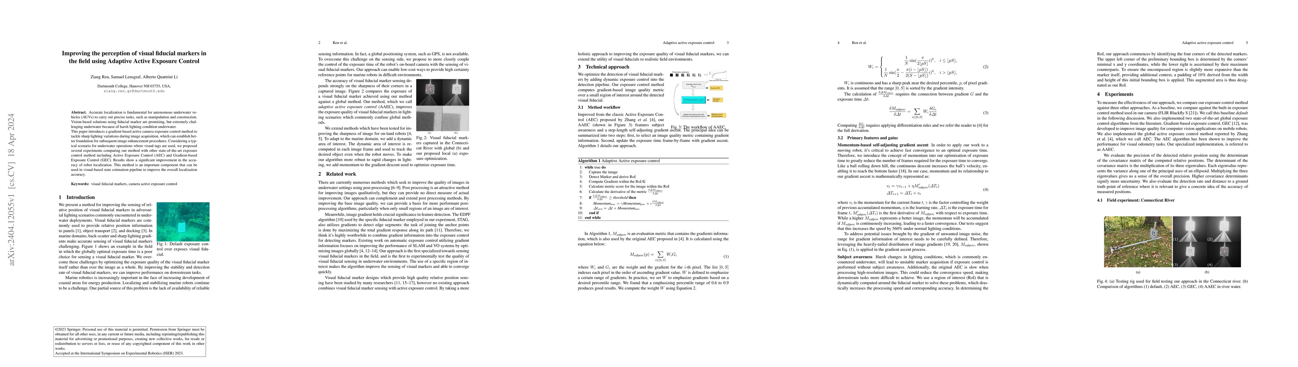 Thumbnail for Improving the perception of visual fiducial markers in the field using
  Adaptive Active Exposure Control
