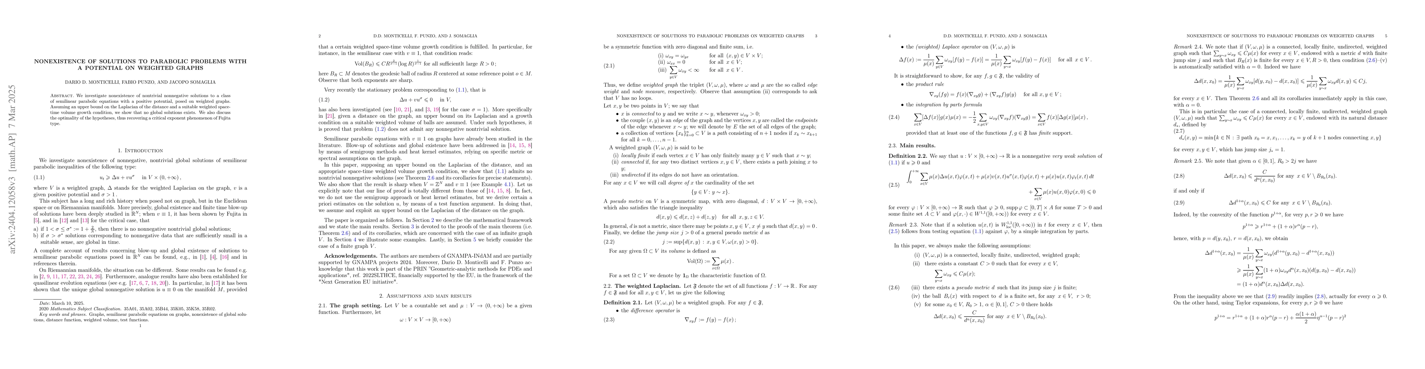 Thumbnail for Nonexistence of solutions to parabolic problems with a potential on
  weighted graphs