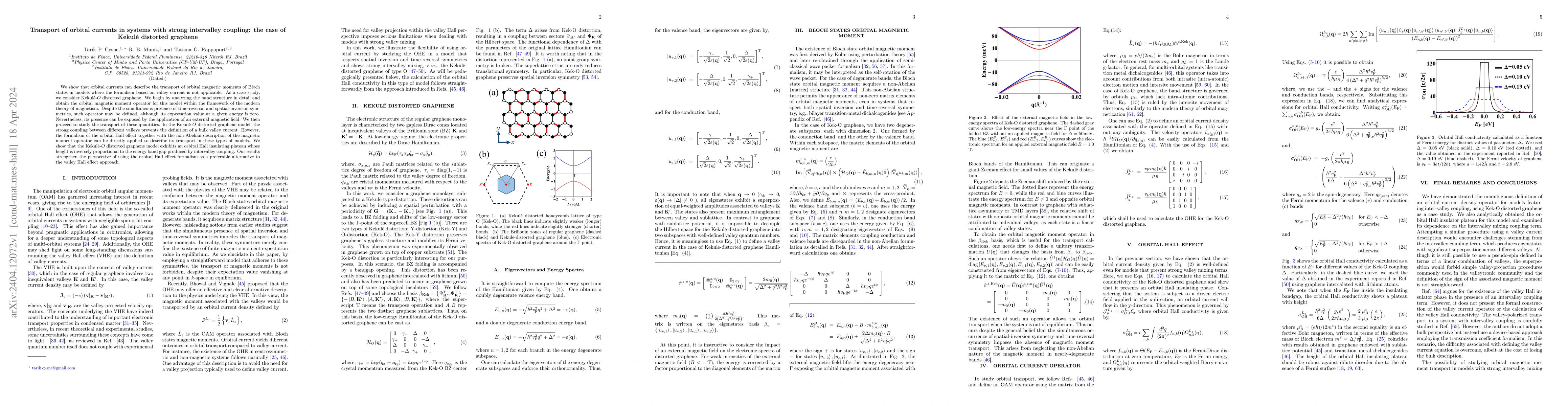 Thumbnail for Transport of orbital currents in systems with strong intervalley
  coupling: the case of Kekul\'e distorted graphene