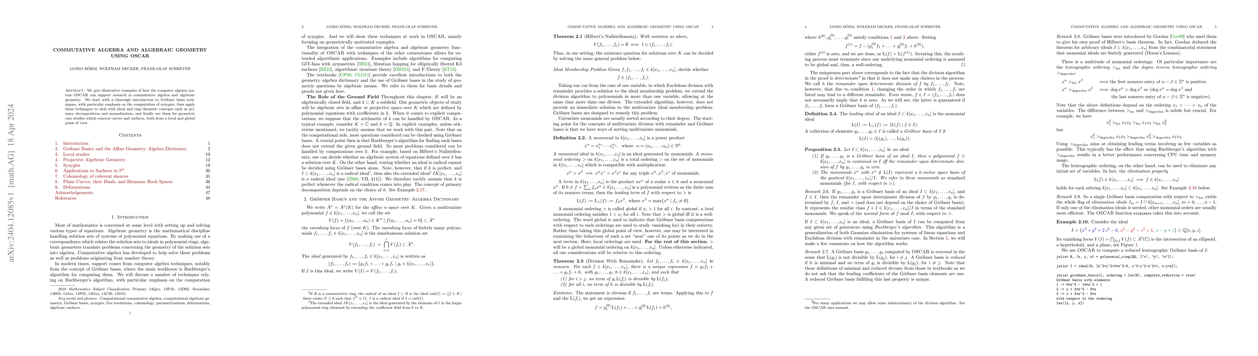 Thumbnail for Commutative Algebra and Algebraic Geometry using OSCAR
