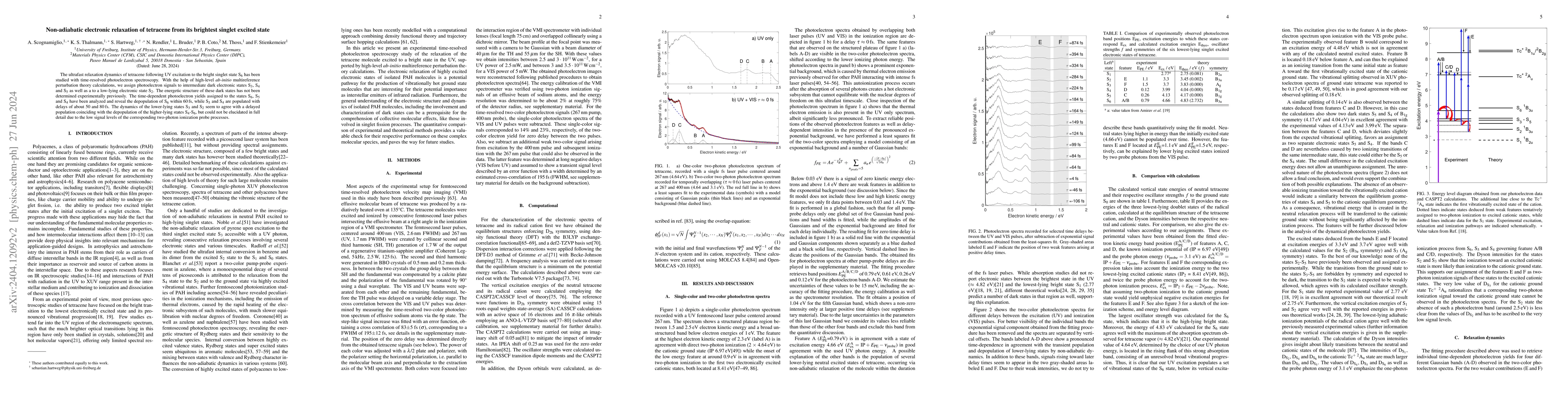 Thumbnail for Non-adiabatic electronic relaxation of tetracene from its brightest
  singlet excited state
