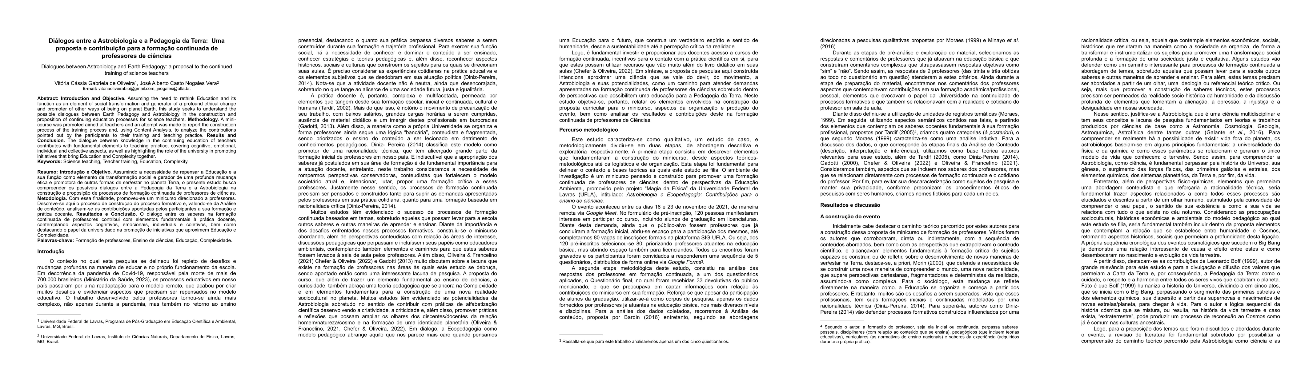 Thumbnail for Dialogues between Astrobiology and Earth Pedagogy: a proposal to the
  continued training of science teachers