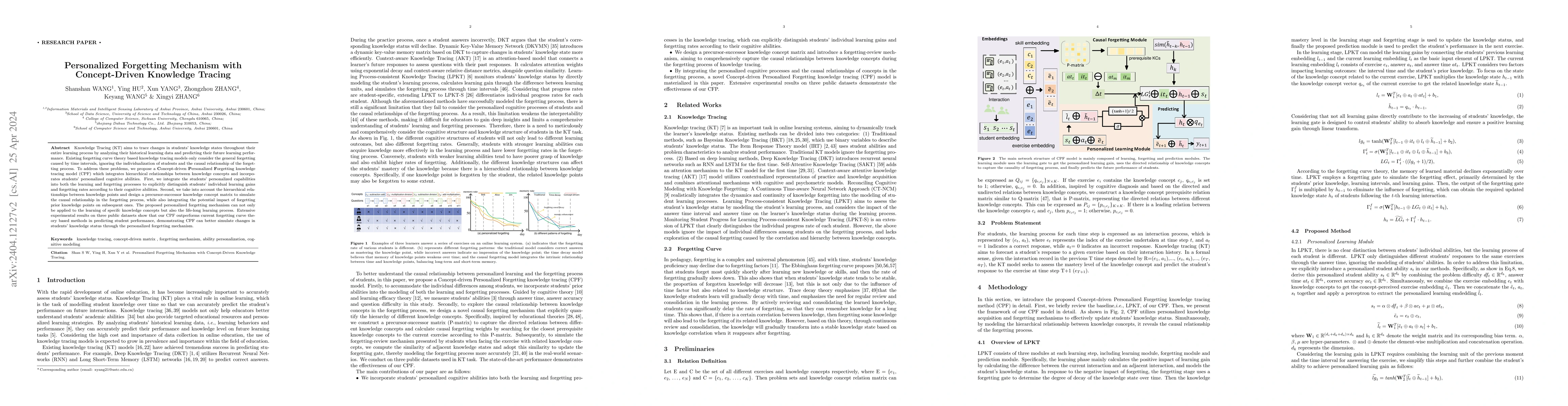 Thumbnail for Personalized Forgetting Mechanism with Concept-Driven Knowledge Tracing