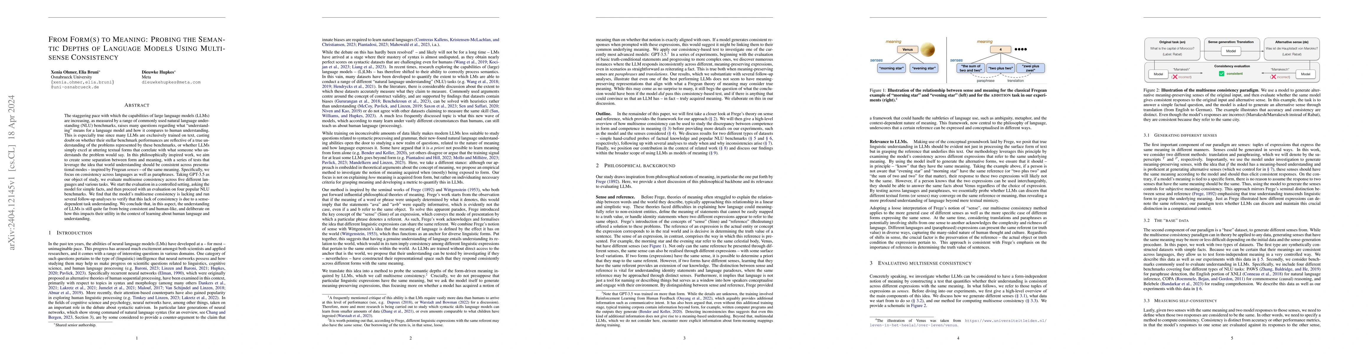 Thumbnail for From Form(s) to Meaning: Probing the Semantic Depths of Language Models
  Using Multisense Consistency