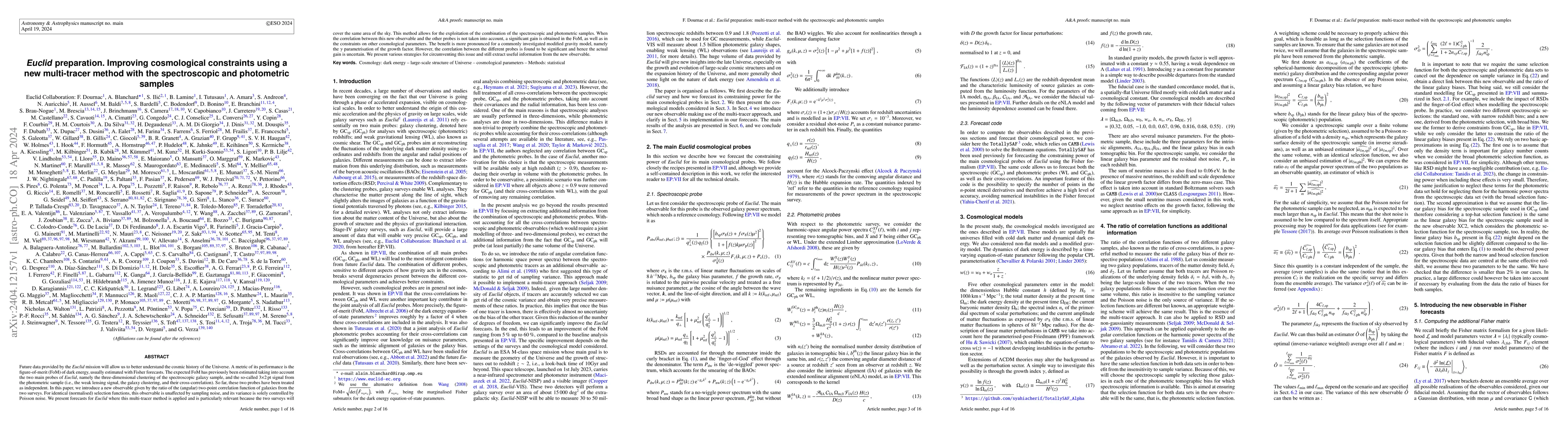 Thumbnail for Euclid preparation. Improving cosmological constraints using a new
  multi-tracer method with the spectroscopic and photometric samples