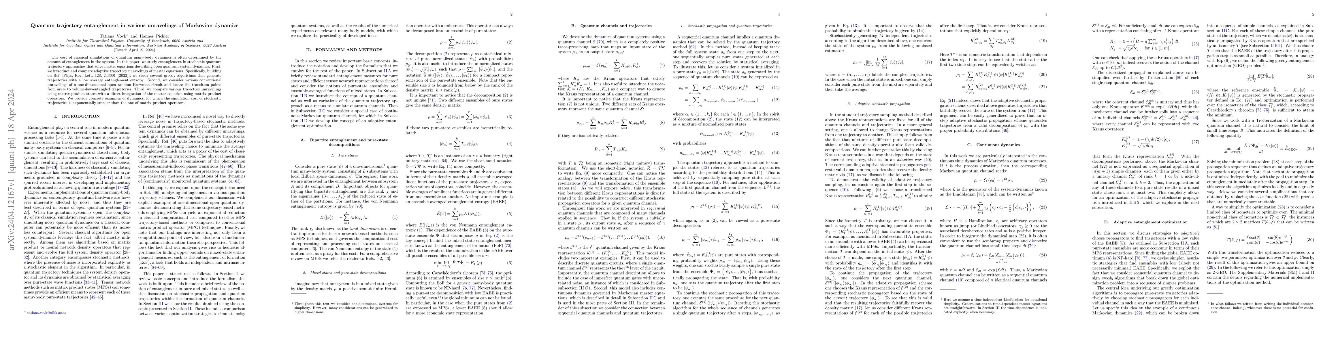 Thumbnail for Quantum trajectory entanglement in various unravelings of Markovian
  dynamics