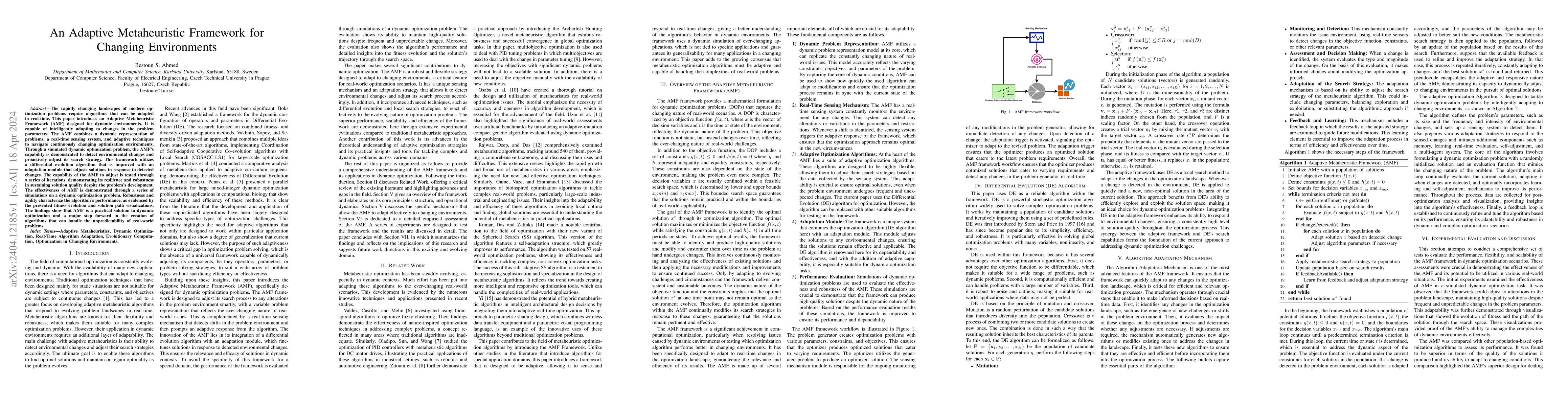 Thumbnail for An Adaptive Metaheuristic Framework for Changing Environments