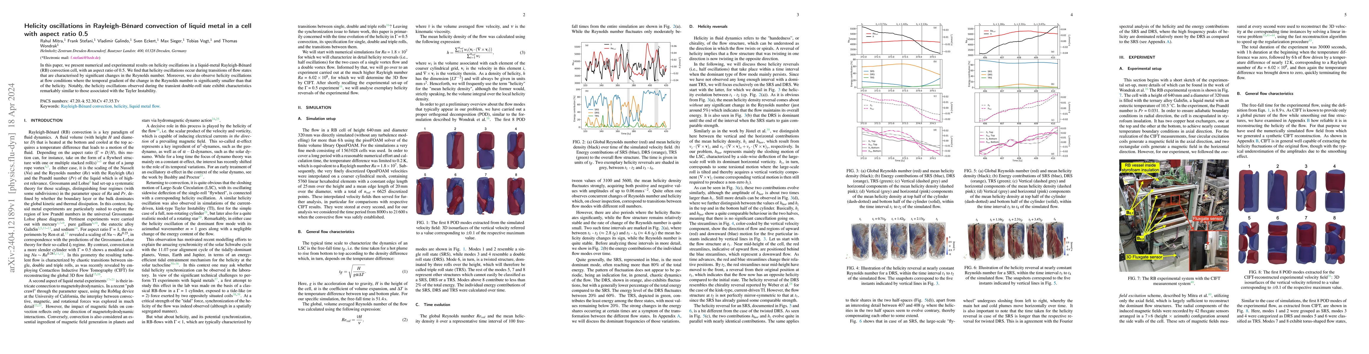 Thumbnail for Helicity oscillations in Rayleigh-B\'enard convection of liquid metal in
  a cell with aspect ratio 0.5