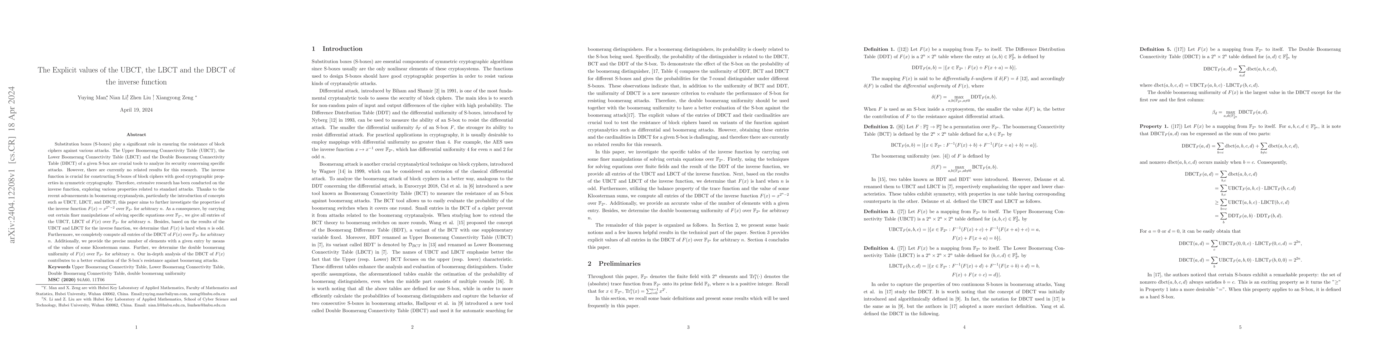 Thumbnail for The Explicit values of the UBCT, the LBCT and the DBCT of the inverse
  function