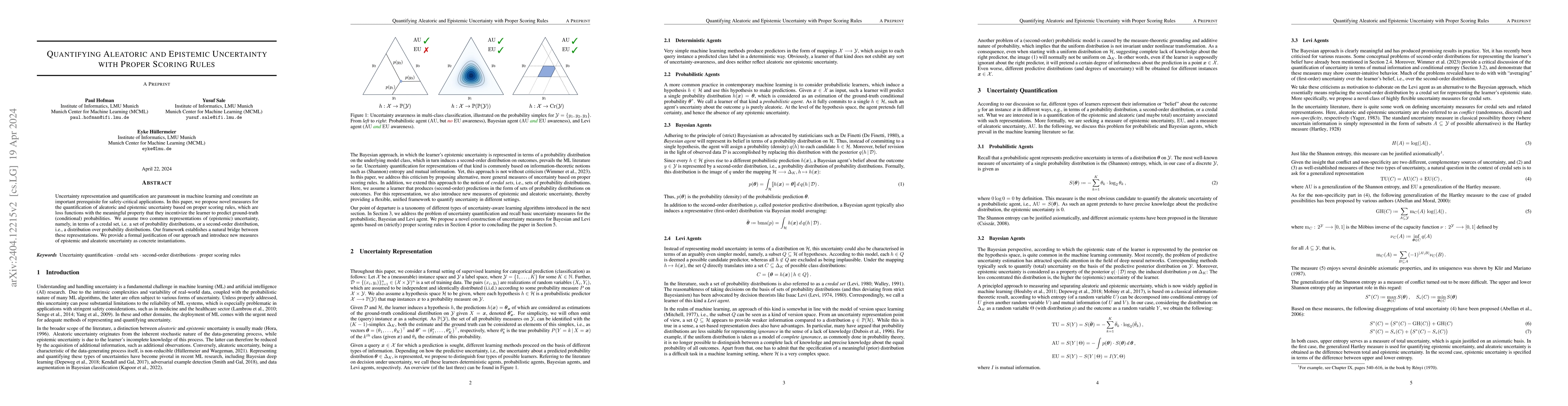Thumbnail for Quantifying Aleatoric and Epistemic Uncertainty with Proper Scoring
  Rules
