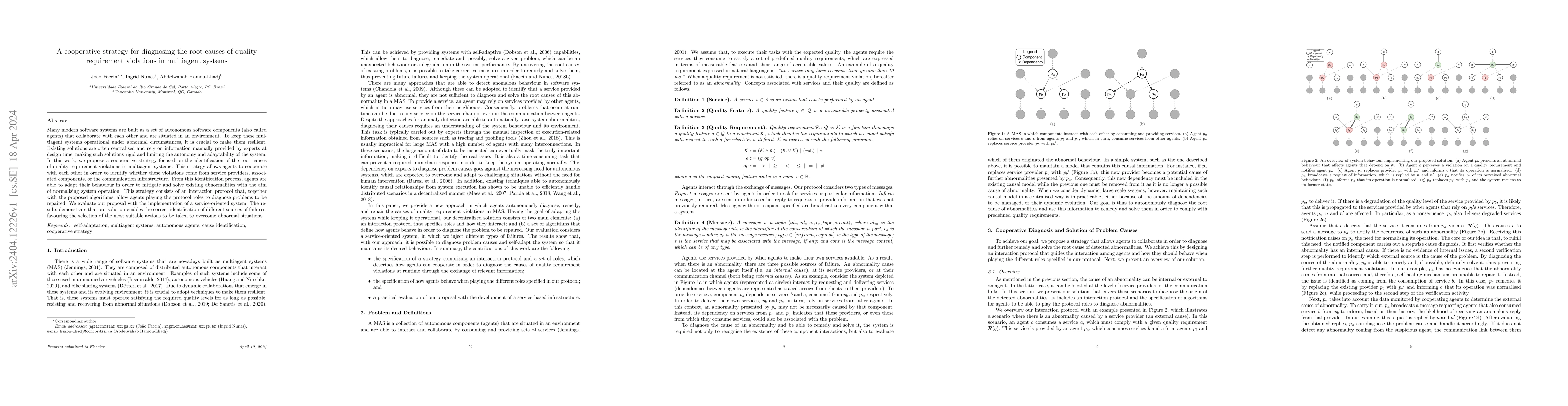 Thumbnail for A cooperative strategy for diagnosing the root causes of quality
  requirement violations in multiagent systems
