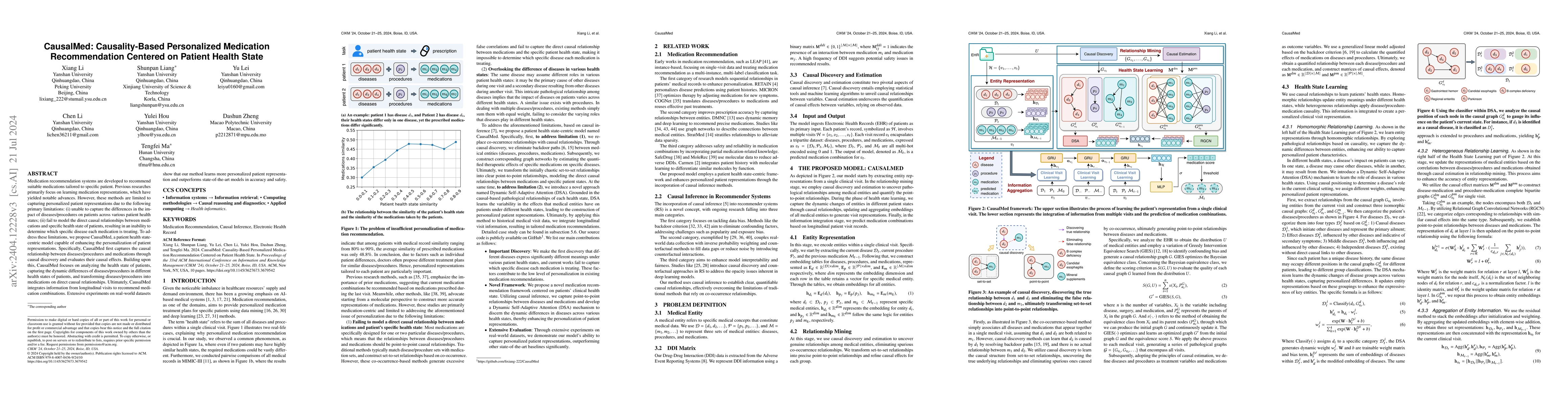 Thumbnail for CausalMed: Causality-Based Personalized Medication Recommendation
  Centered on Patient health state