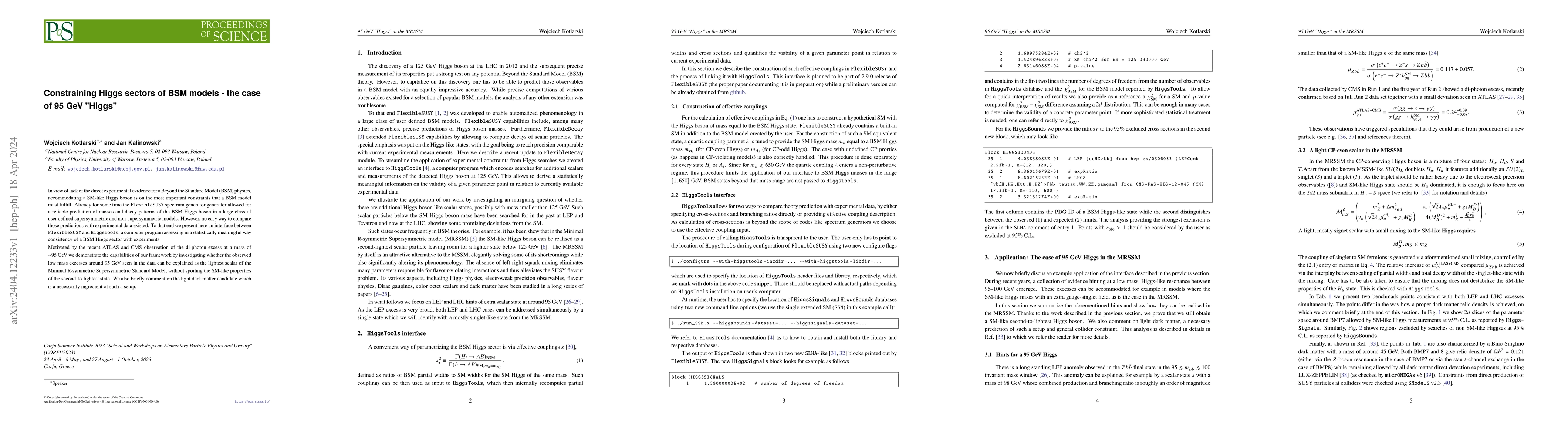 Thumbnail for Constraining Higgs sectors of BSM models -- the case of 95 GeV "Higgs"