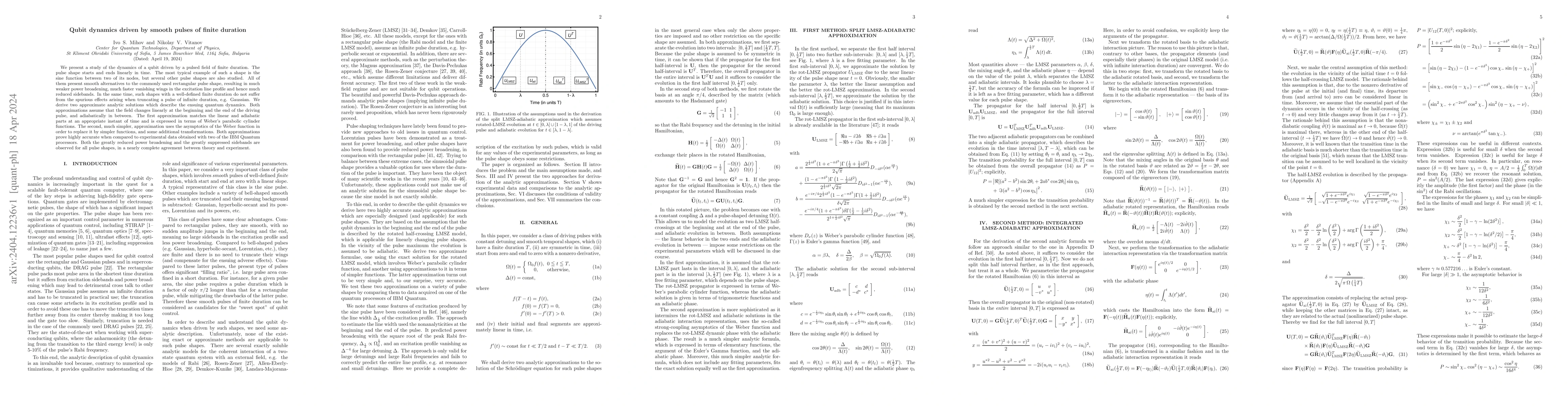 Thumbnail for Qubit dynamics driven by smooth pulses of finite duration