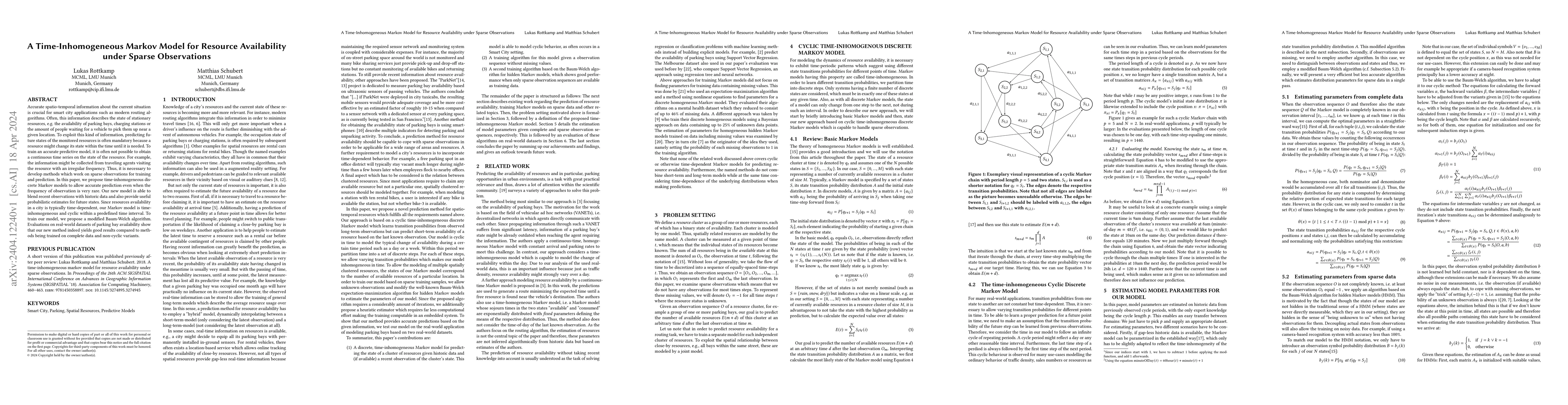 Thumbnail for A Time-Inhomogeneous Markov Model for Resource Availability under Sparse
  Observations