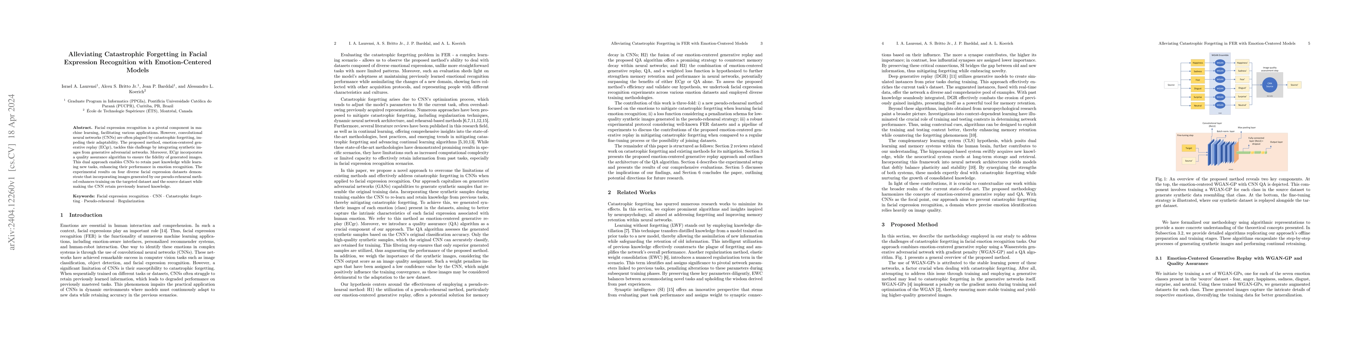 Thumbnail for Alleviating Catastrophic Forgetting in Facial Expression Recognition
  with Emotion-Centered Models
