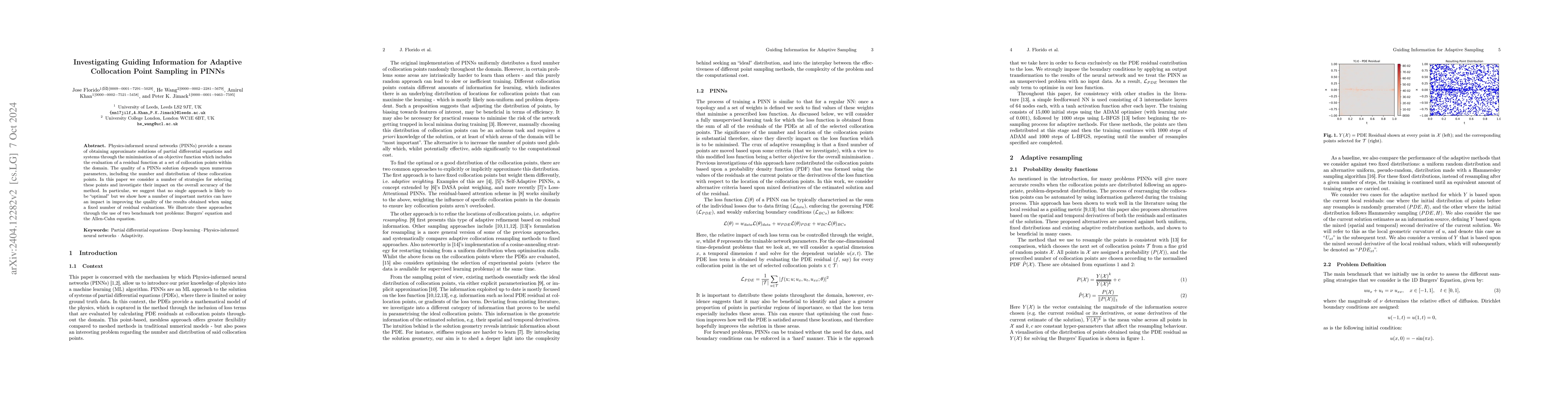 Thumbnail for Investigating Guiding Information for Adaptive Collocation Point
  Sampling in PINNs