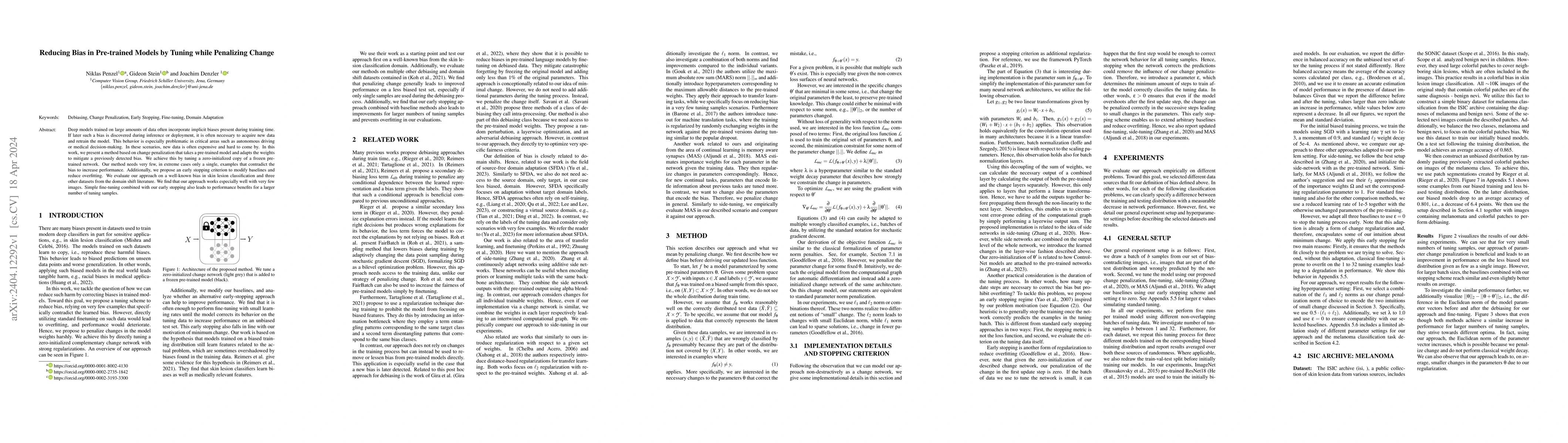 Thumbnail for Reducing Bias in Pre-trained Models by Tuning while Penalizing Change