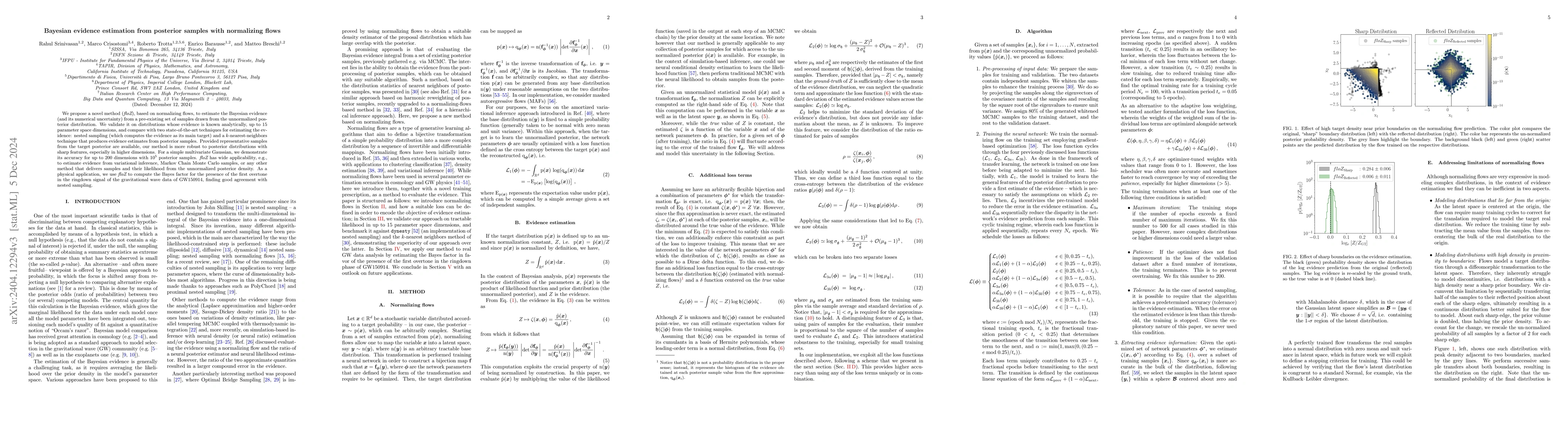 Thumbnail for $floZ$: Improved Bayesian evidence estimation from posterior samples
  with normalizing flows