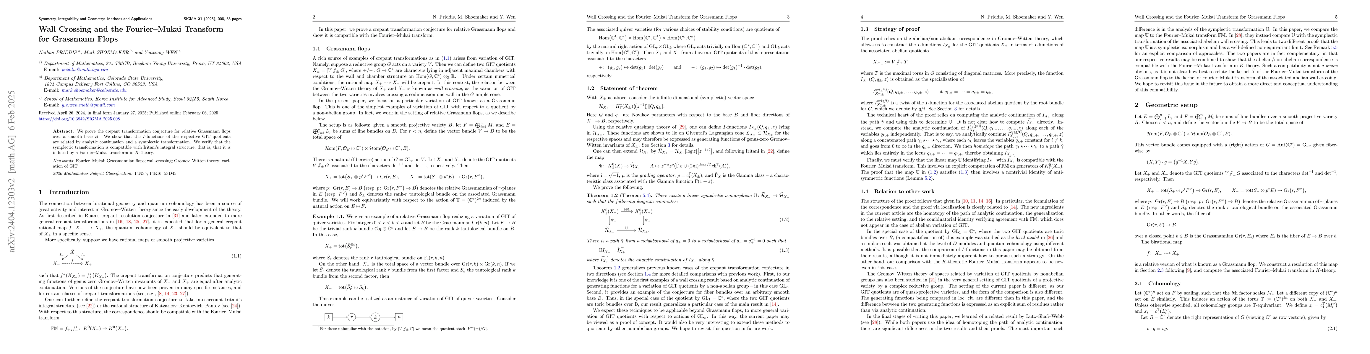 Thumbnail for Wall crossing and the Fourier-Mukai transform for Grassmann flops