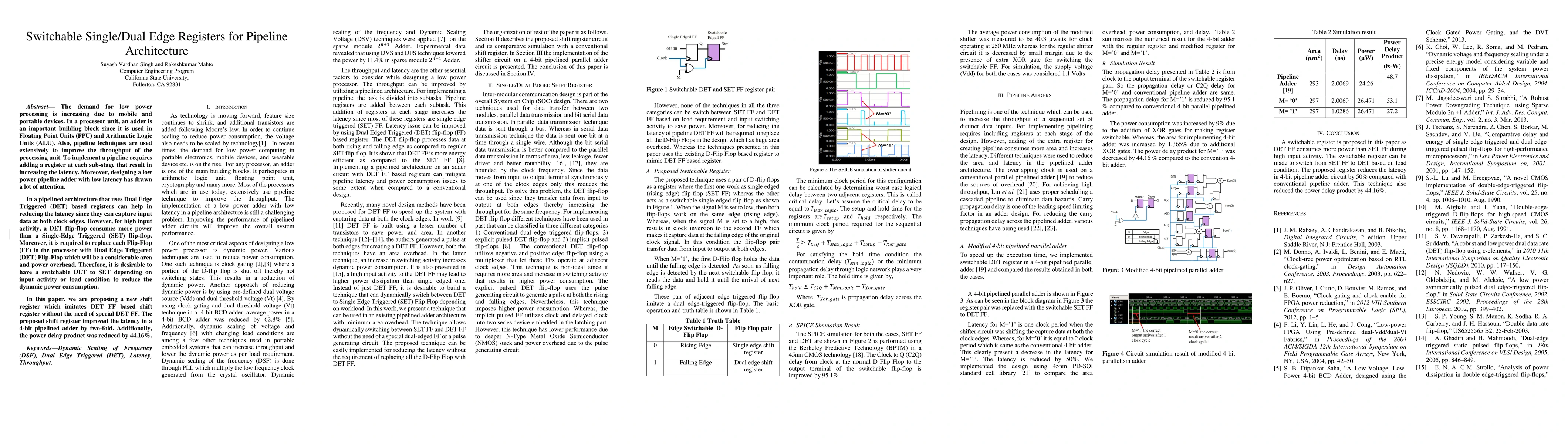 Thumbnail for Switchable Single/Dual Edge Registers for Pipeline Architecture