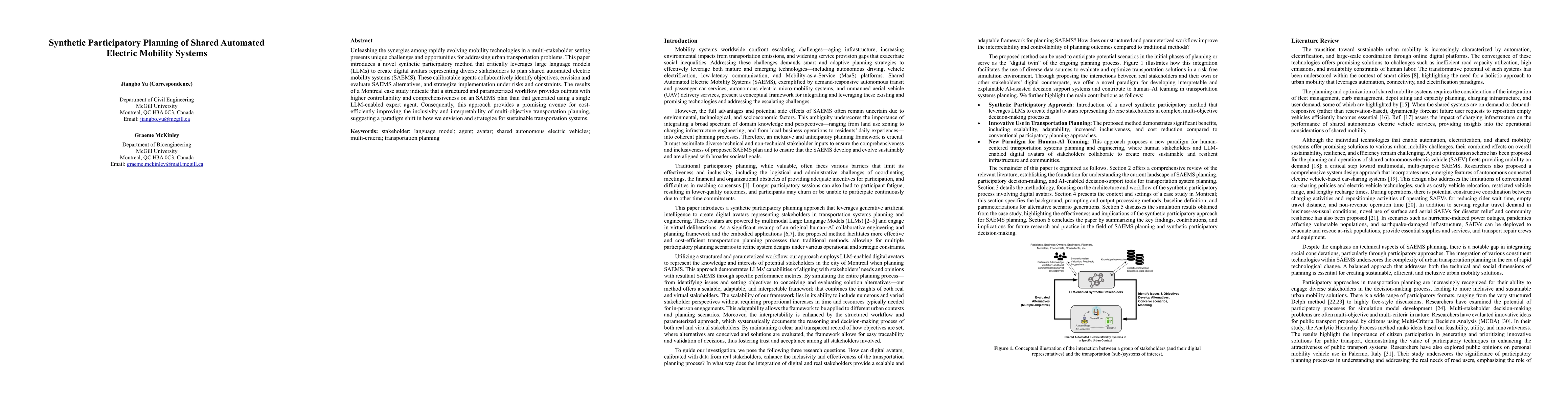 Thumbnail for Synthetic Participatory Planning of Shard Automated Electric Mobility
  Systems