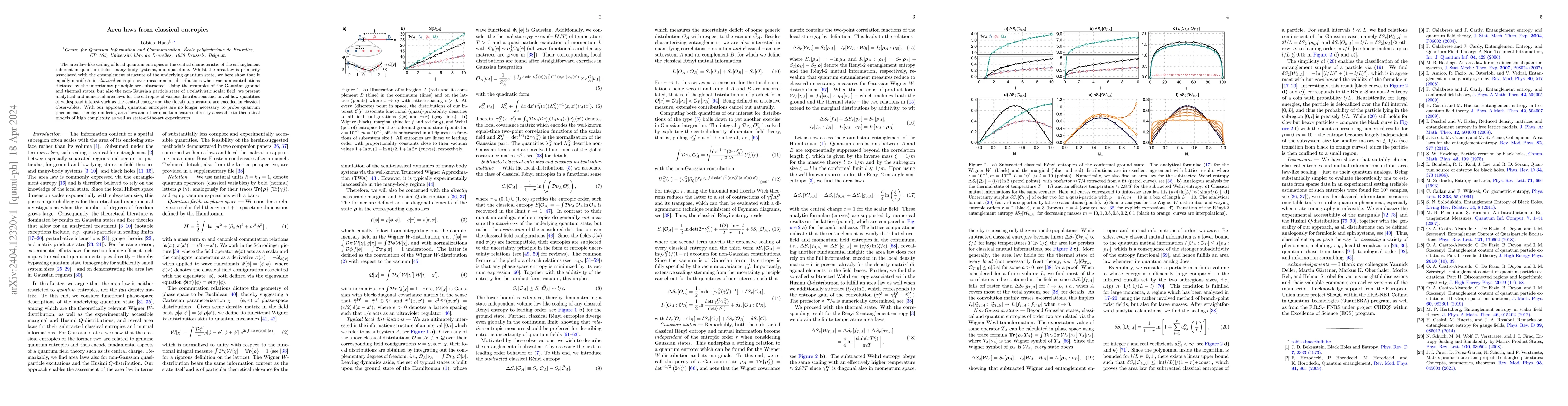 Thumbnail for Area laws from classical entropies