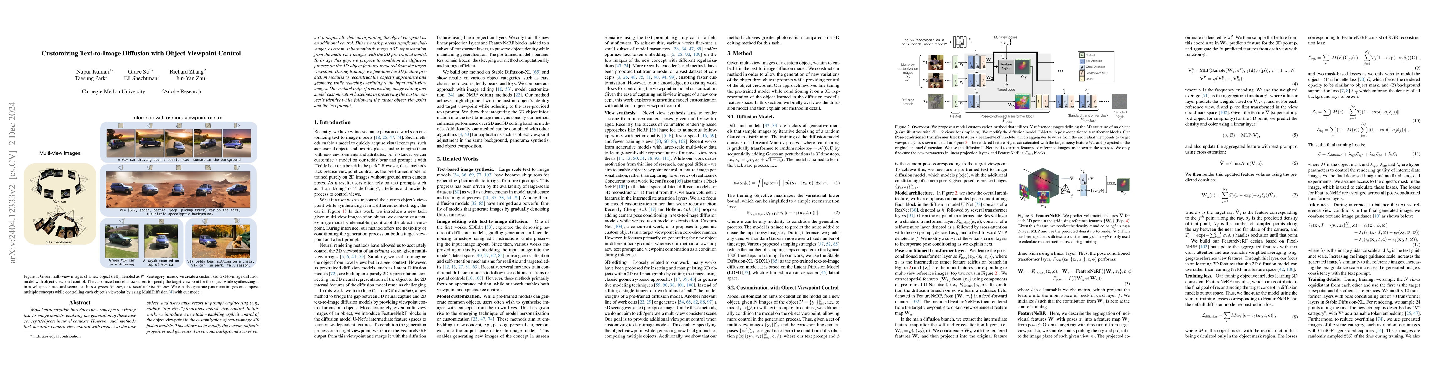 Thumbnail for Customizing Text-to-Image Diffusion with Camera Viewpoint Control
