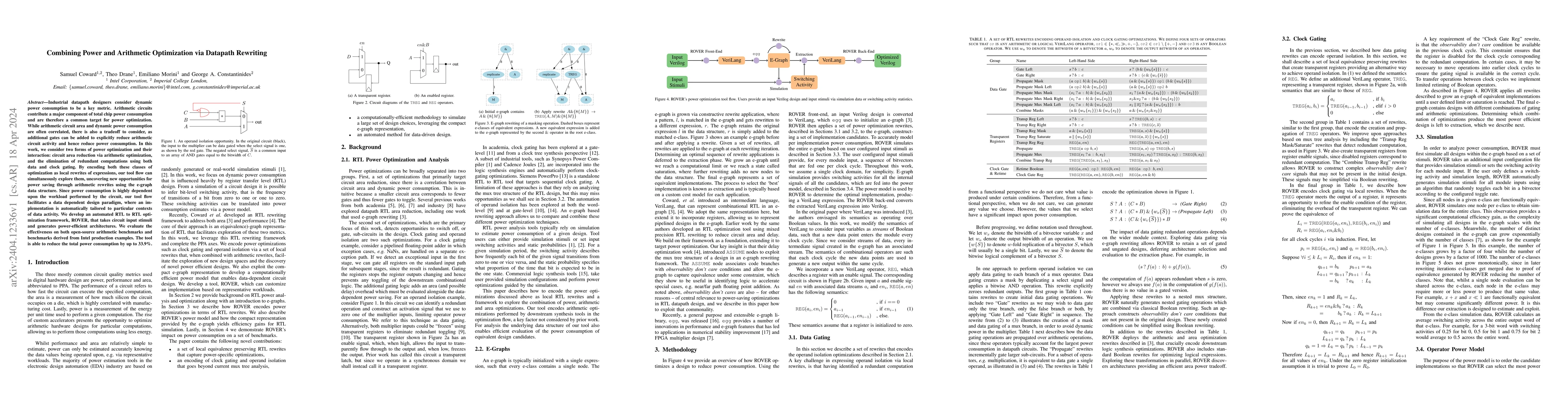 Thumbnail for Combining Power and Arithmetic Optimization via Datapath Rewriting