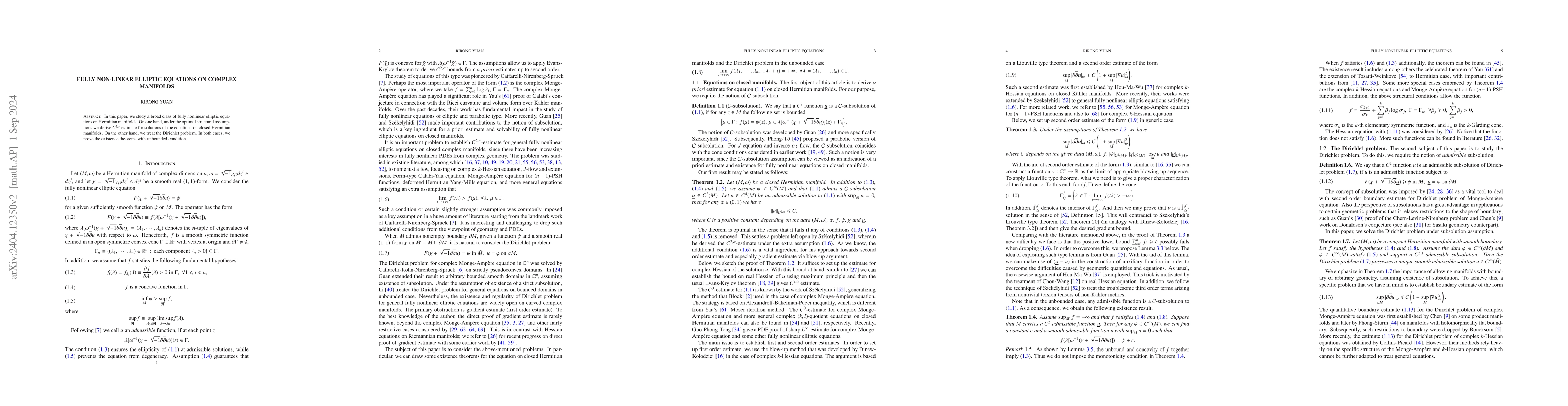 Thumbnail for Fully non-linear elliptic equations on complex manifolds