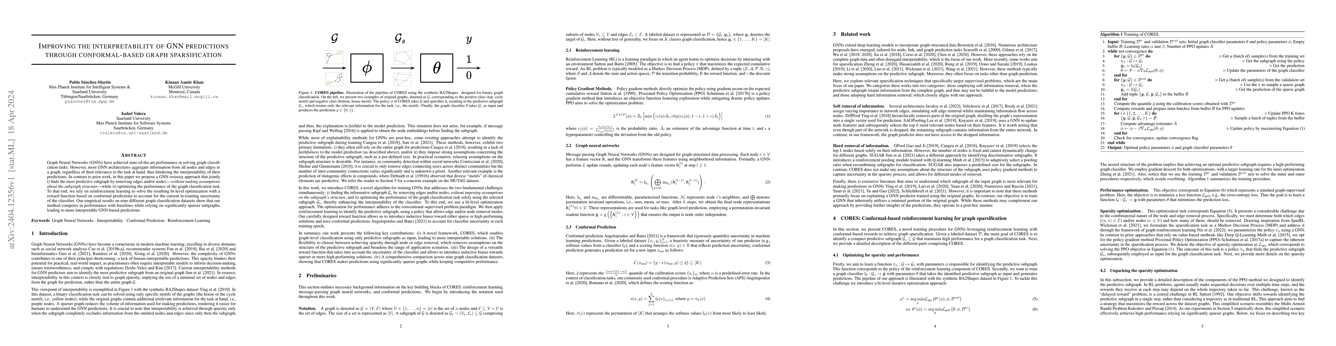 Thumbnail for Improving the interpretability of GNN predictions through
  conformal-based graph sparsification