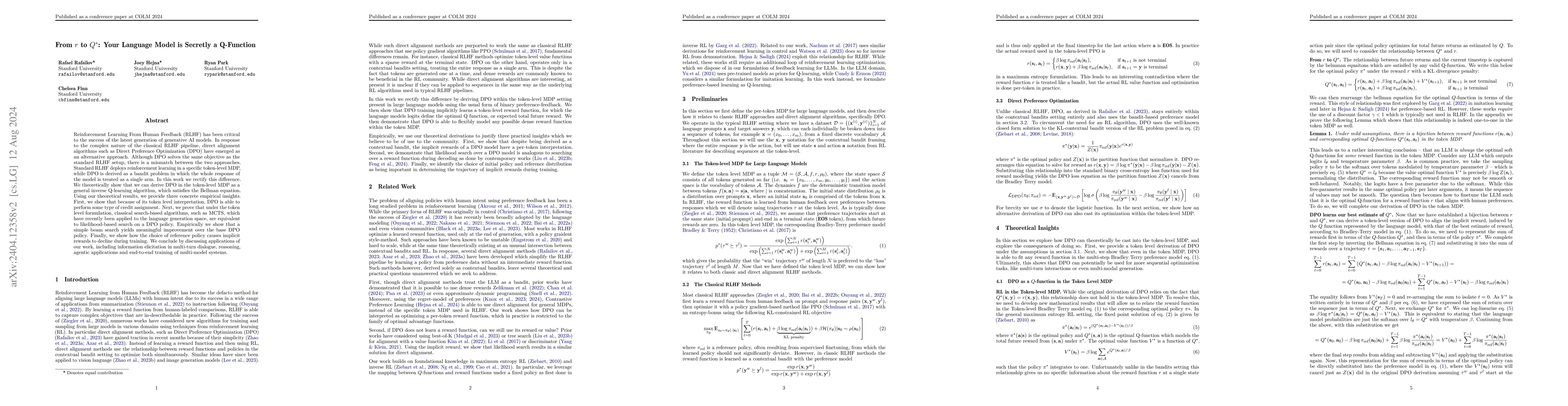 Thumbnail for From $r$ to $Q^*$: Your Language Model is Secretly a Q-Function