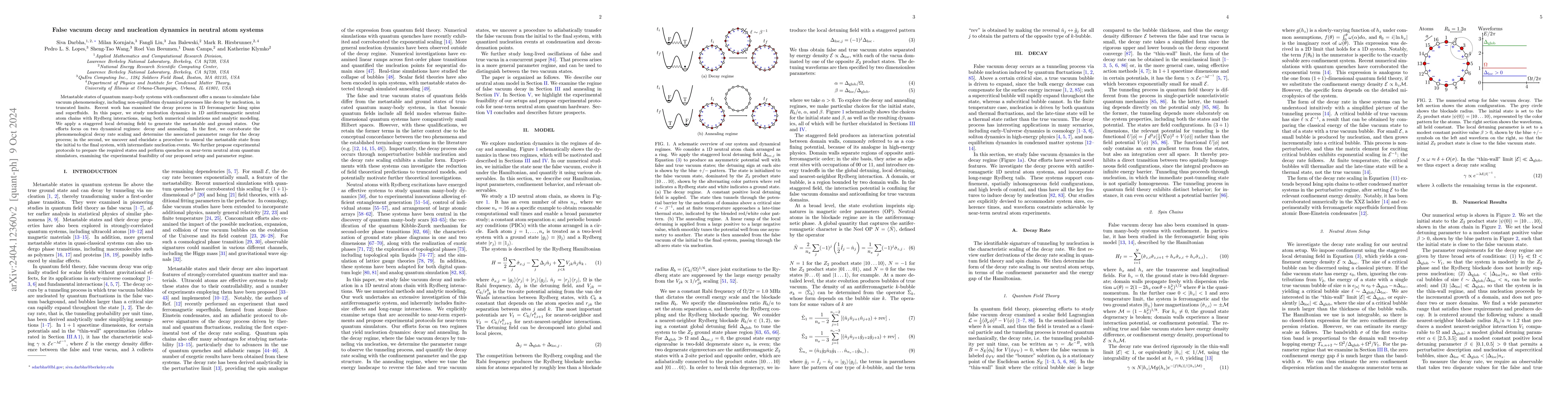 Thumbnail for False vacuum decay and nucleation dynamics in neutral atom systems