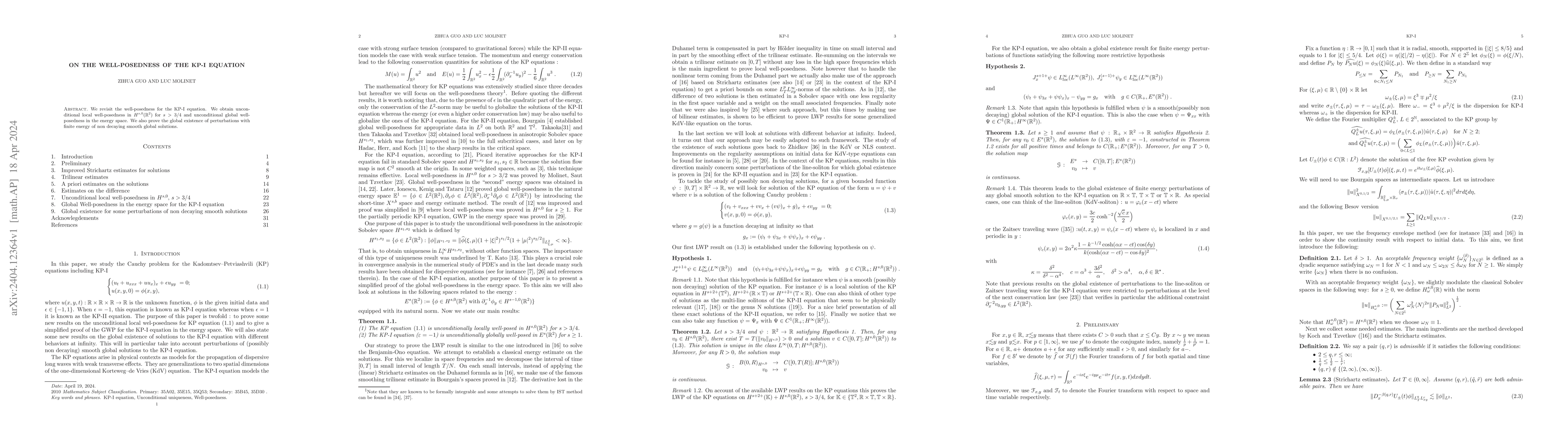 Thumbnail for On the well-posedness of the KP-I equation