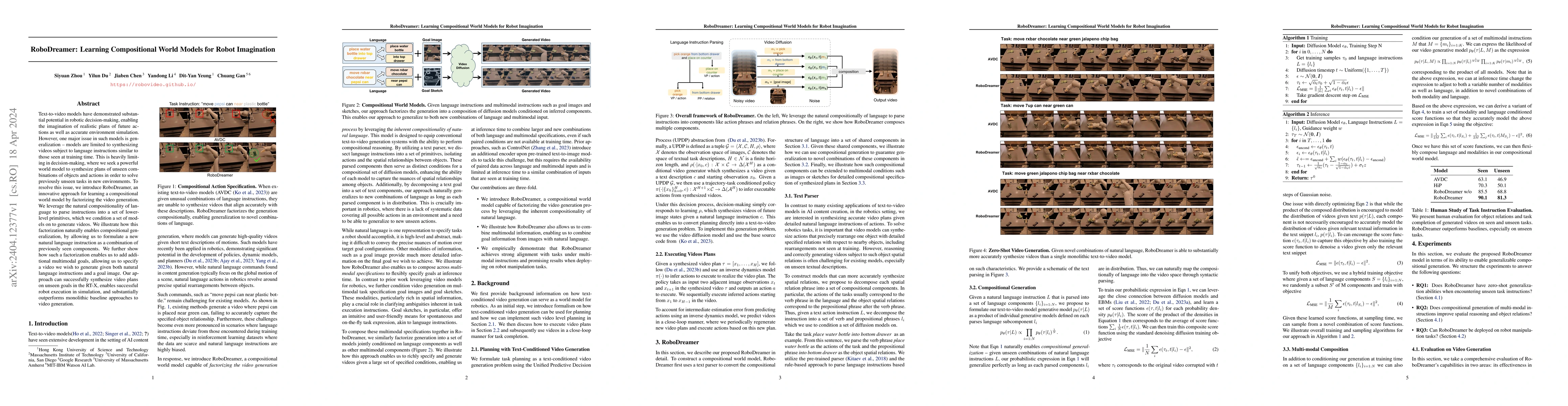 Thumbnail for RoboDreamer: Learning Compositional World Models for Robot Imagination