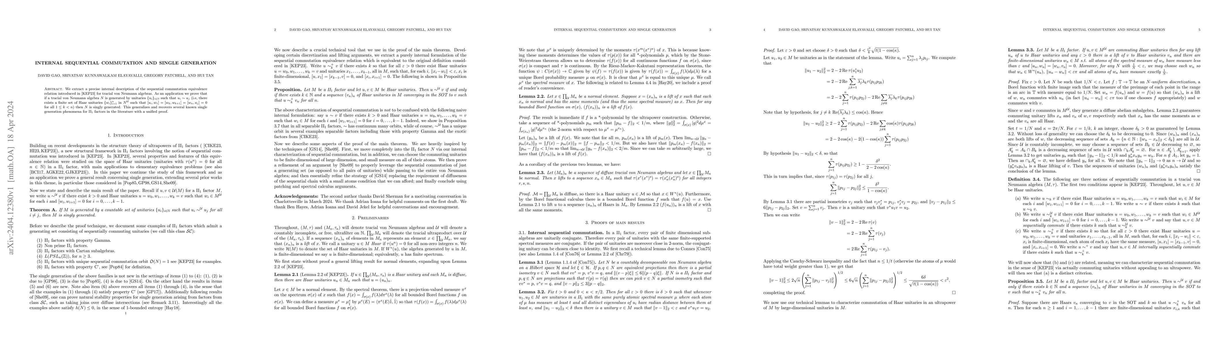 Thumbnail for Internal sequential commutation and single generation
