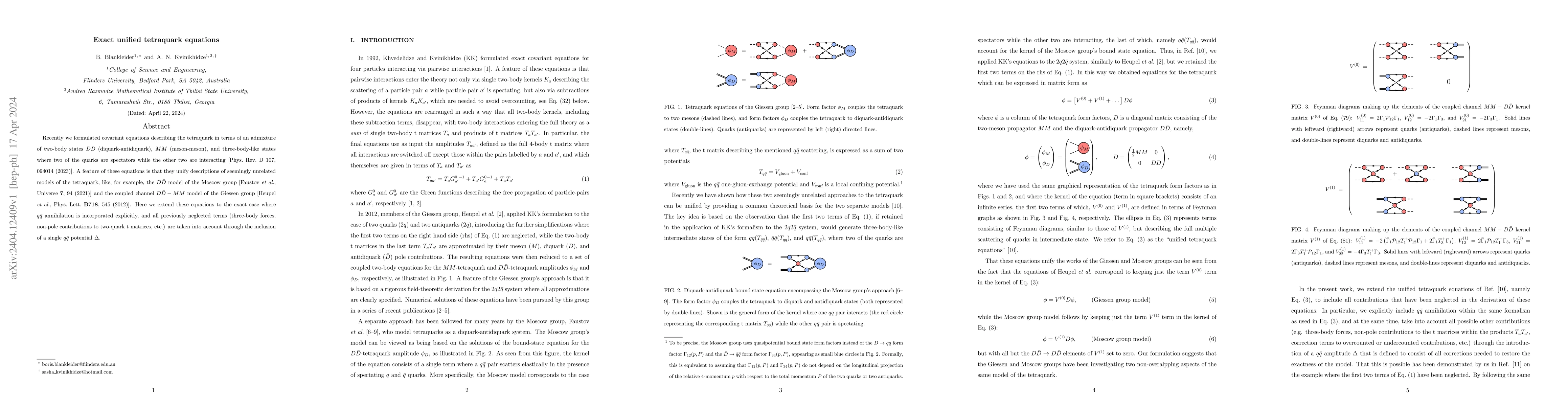 Thumbnail for Exact unified tetraquark equations