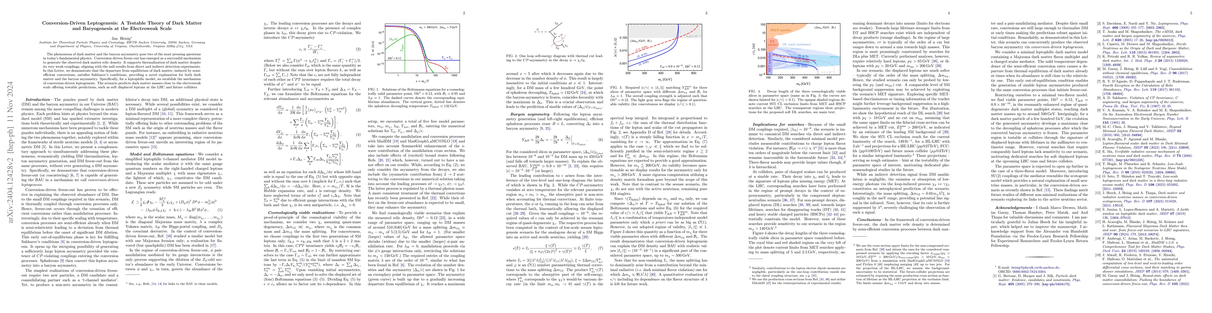 Thumbnail for Conversion-driven leptogenesis: A testable theory of dark matter and
  baryogenesis at the electroweak scale