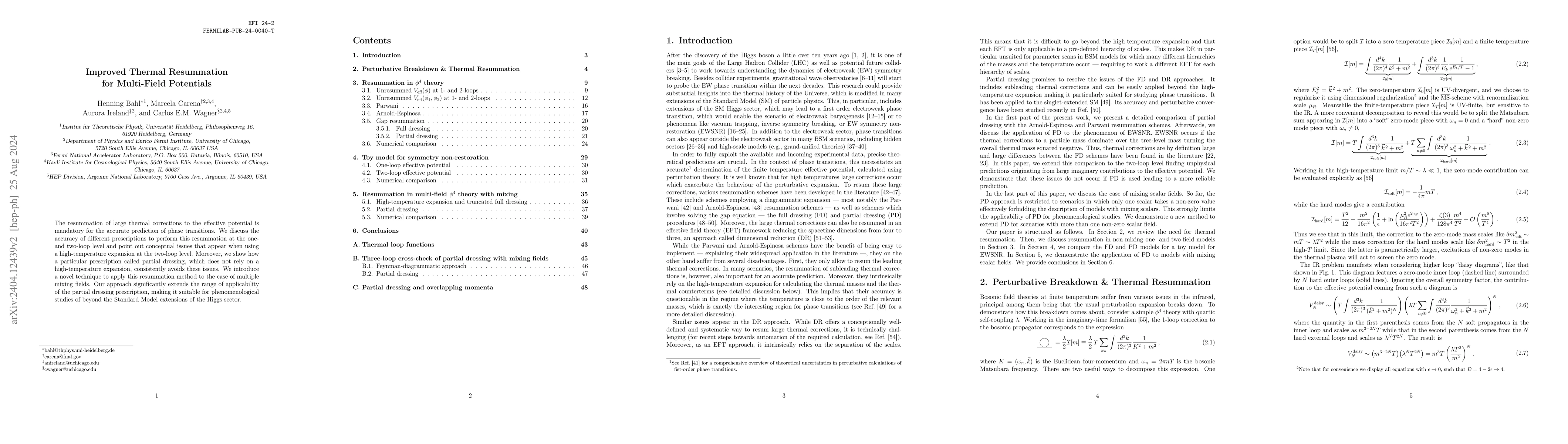 Thumbnail for Improved Thermal Resummation for Multi-Field Potentials