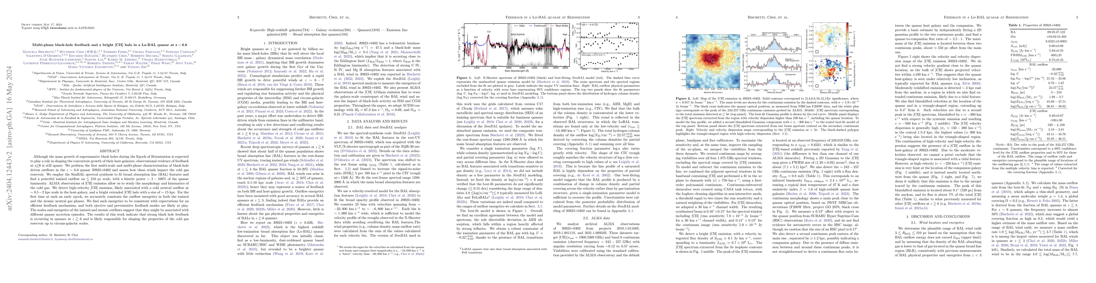 Thumbnail for Multi-phase black-hole feedback and a bright [CII] halo in a Lo-BAL
  quasar at $z\sim6.6$