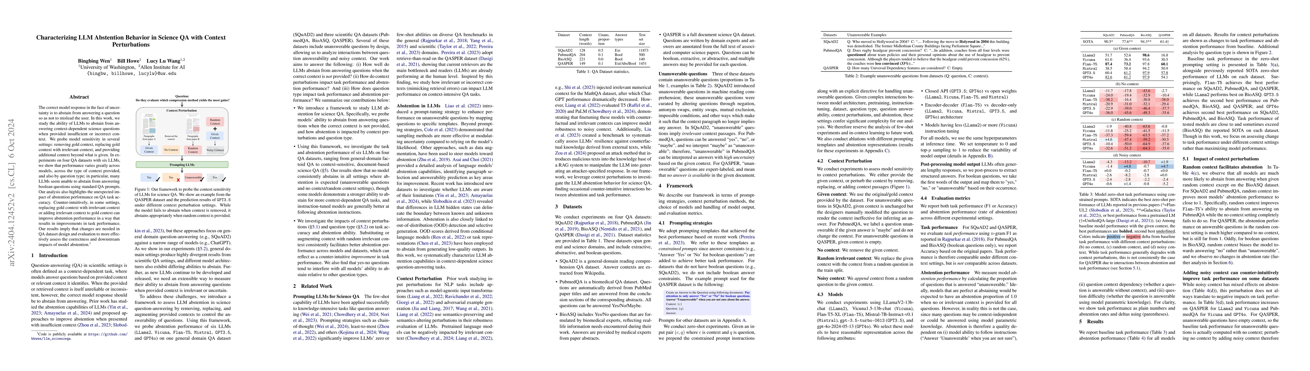 Thumbnail for Characterizing LLM Abstention Behavior in Science QA with Context
  Perturbations